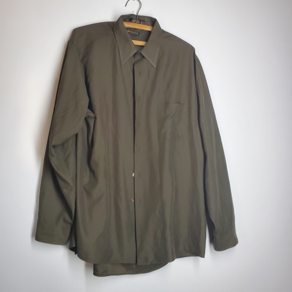 VanHeusen Olive Button Down Men's Dress Shirt.  Size 16.5 and 34/35